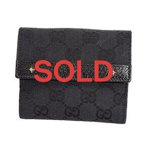 GUCCI GG Black Jacquard Leather - Double-hook Wallet 145-073025